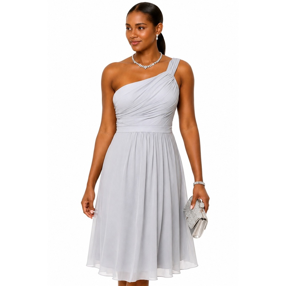 Women's One-Shoulder A-Line Dress Silver Size Small New With Tags